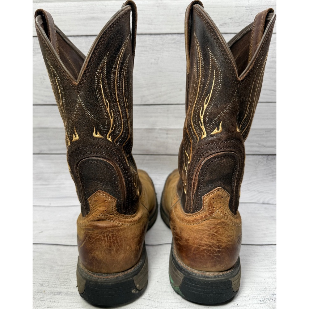 Ariat Mens 11 D Brown‎ Leather Flame Western Cowboy Boots Style 10010891 - Picture 4 of 9